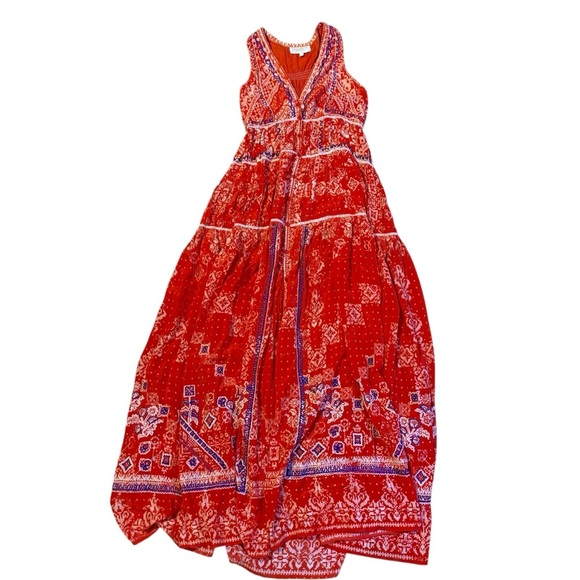 ROCOCO SAND Deep V Maxi Dress in Red Size XS - Picture 3 of 7
